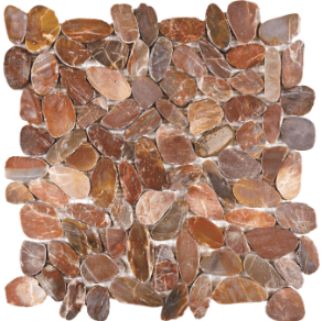 Brown Sliced Polished Pebble Interlocking - stone tile